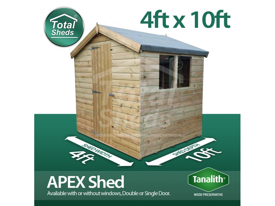 4ft X 10ft Apex Shed