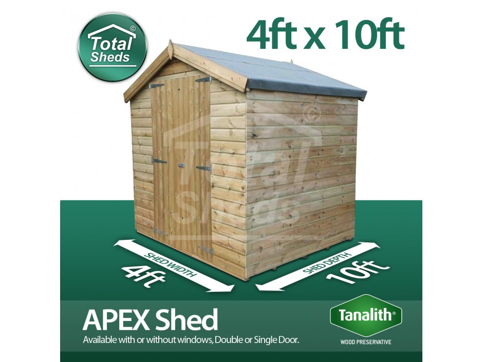 4ft X 10ft Apex Shed
