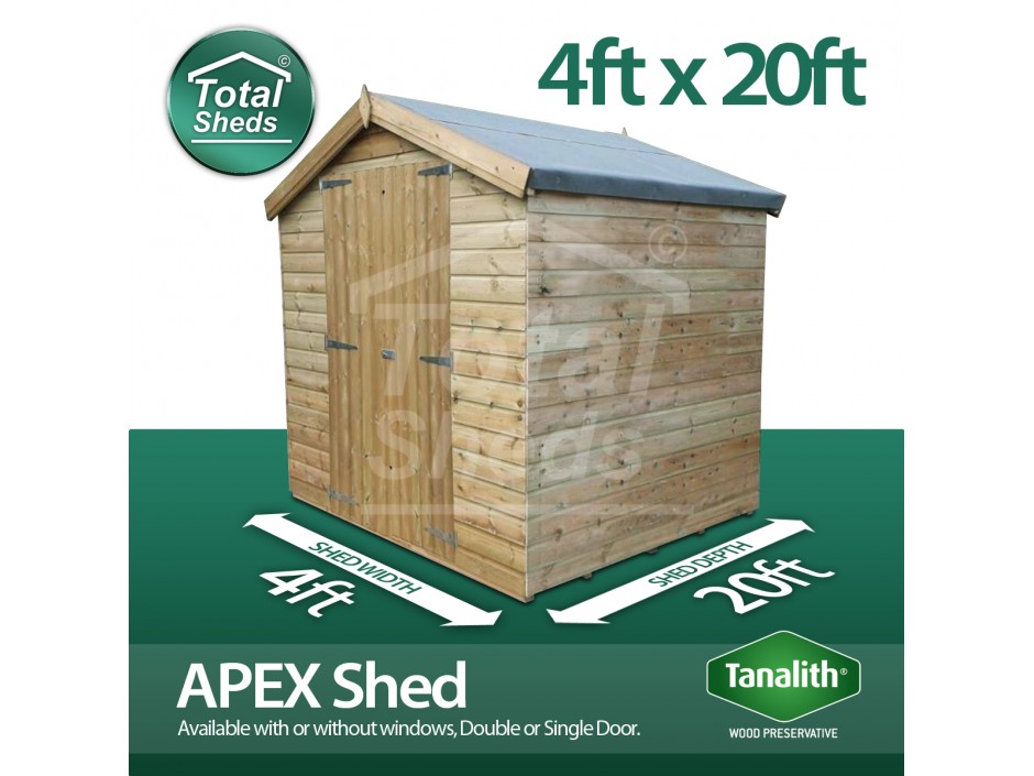 4ft X 20ft Apex Shed