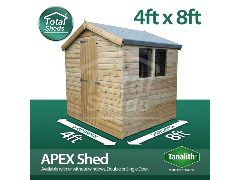 4ft X 8ft Apex Shed