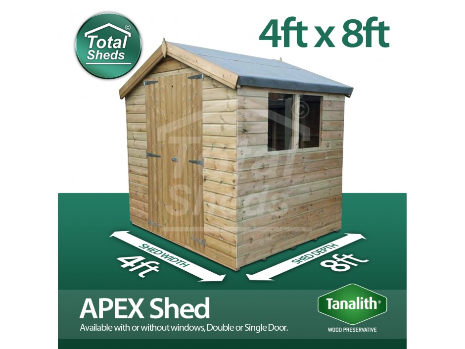 4ft X 8ft Apex Shed