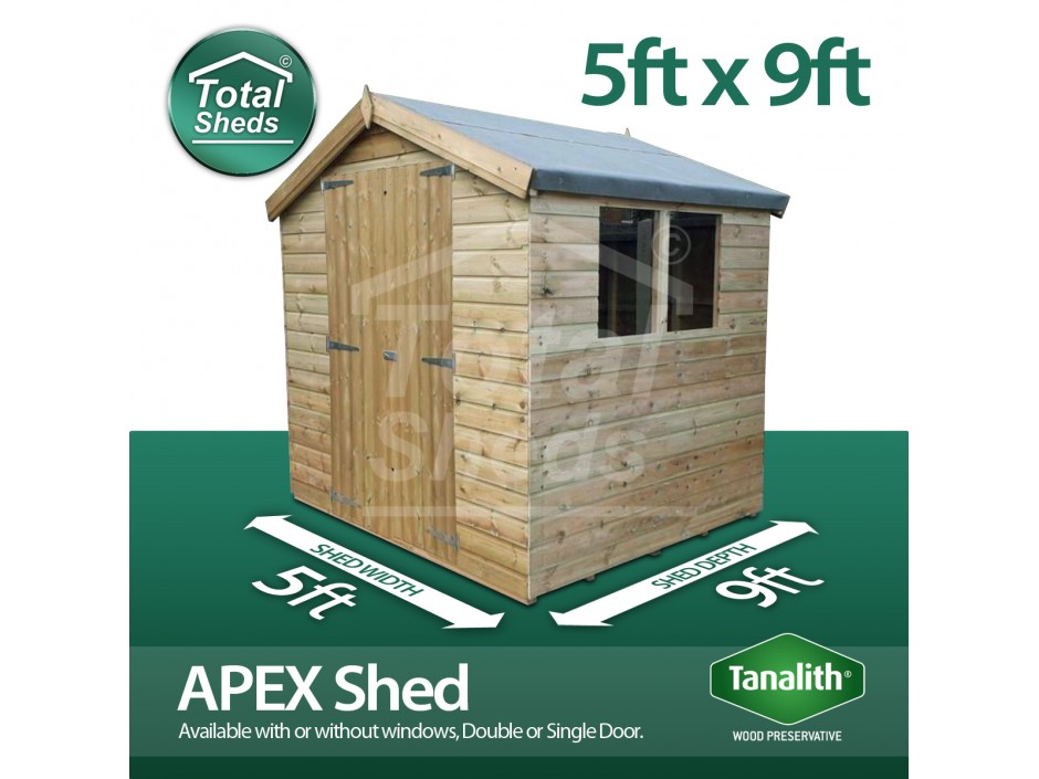 5ft X 9ft Apex Shed