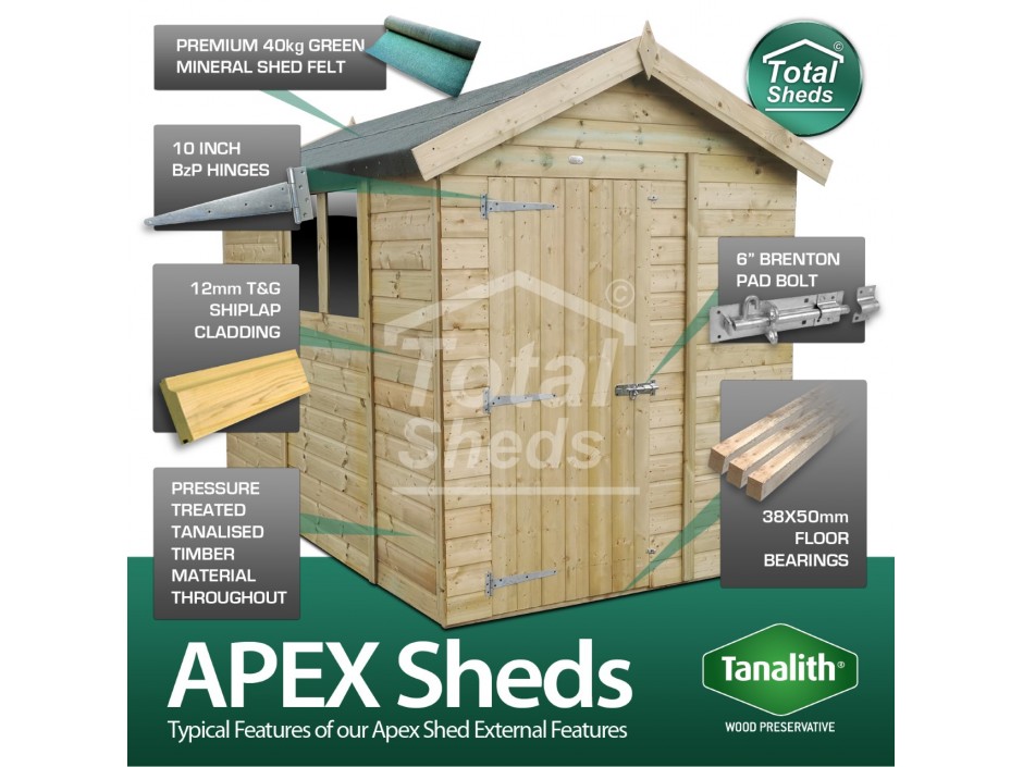 4ft X 7ft Apex Shed