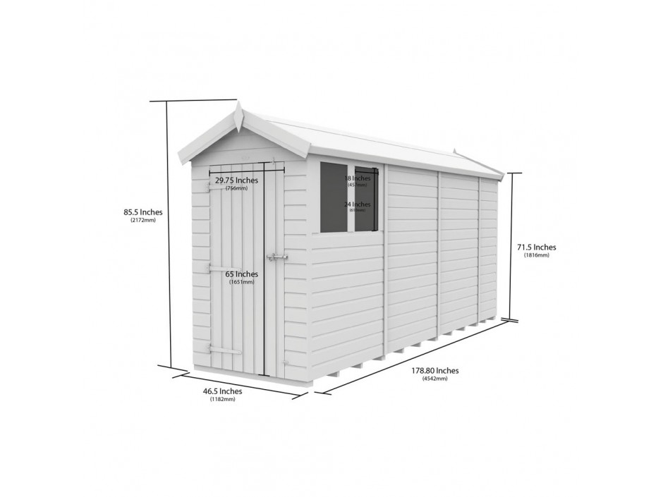 F&F 4ft x 15ft Apex Shed