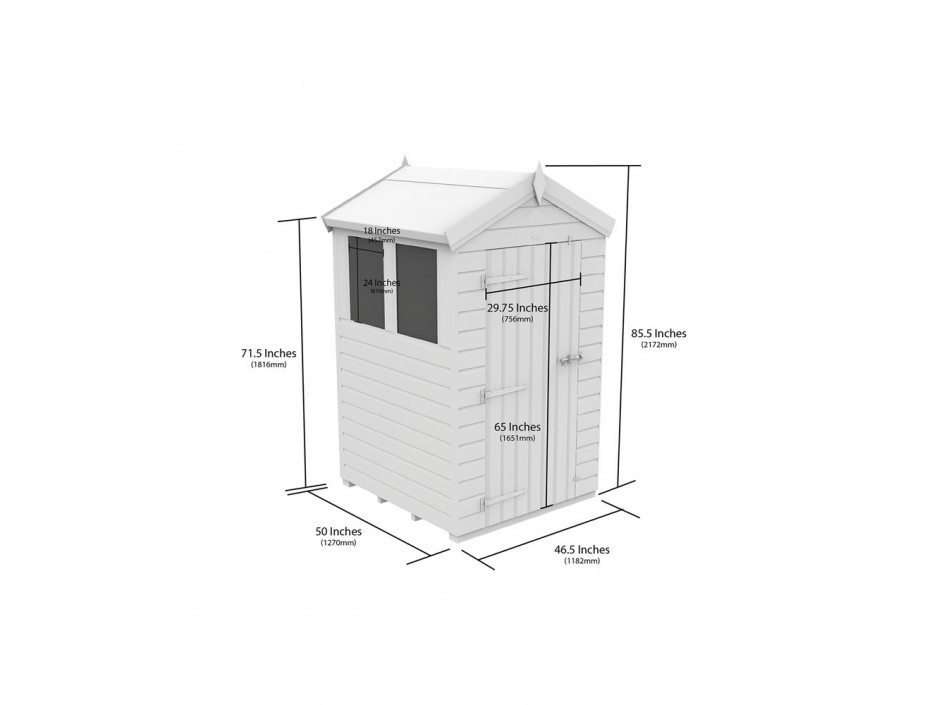 F&F 4ft x 4ft Apex Shed