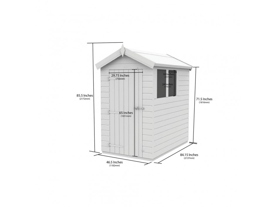 F&F 4ft x 7ft Apex Shed