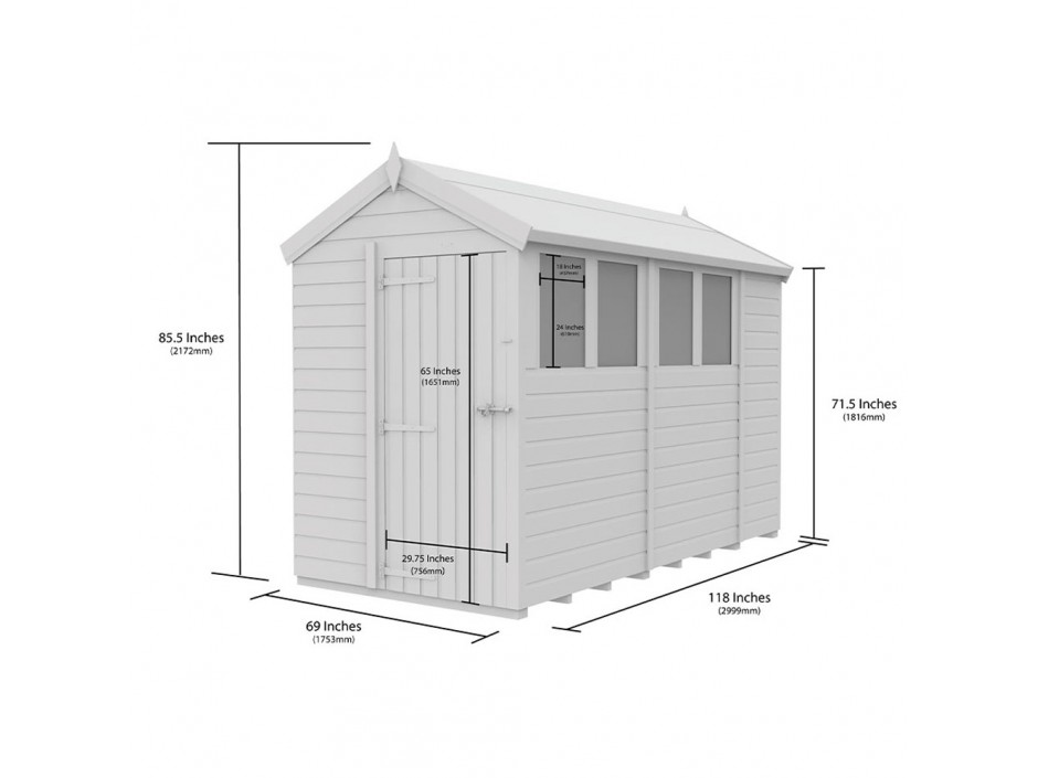 F&F 5ft x 10ft Apex Shed