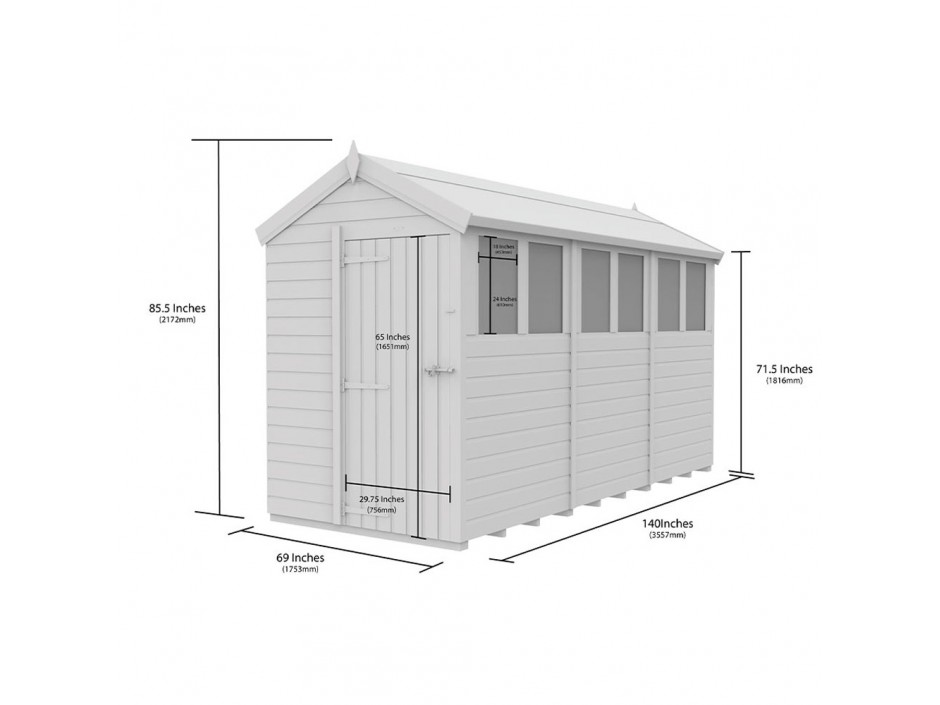 F&F 5ft x 12ft Apex Shed