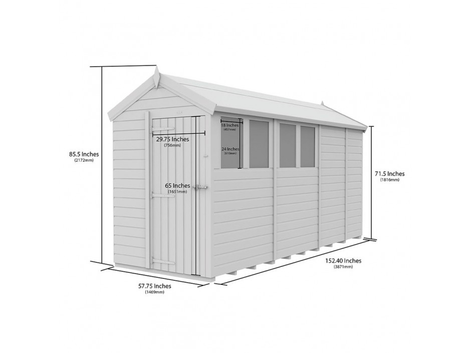 F&F 5ft x 13ft Apex Shed