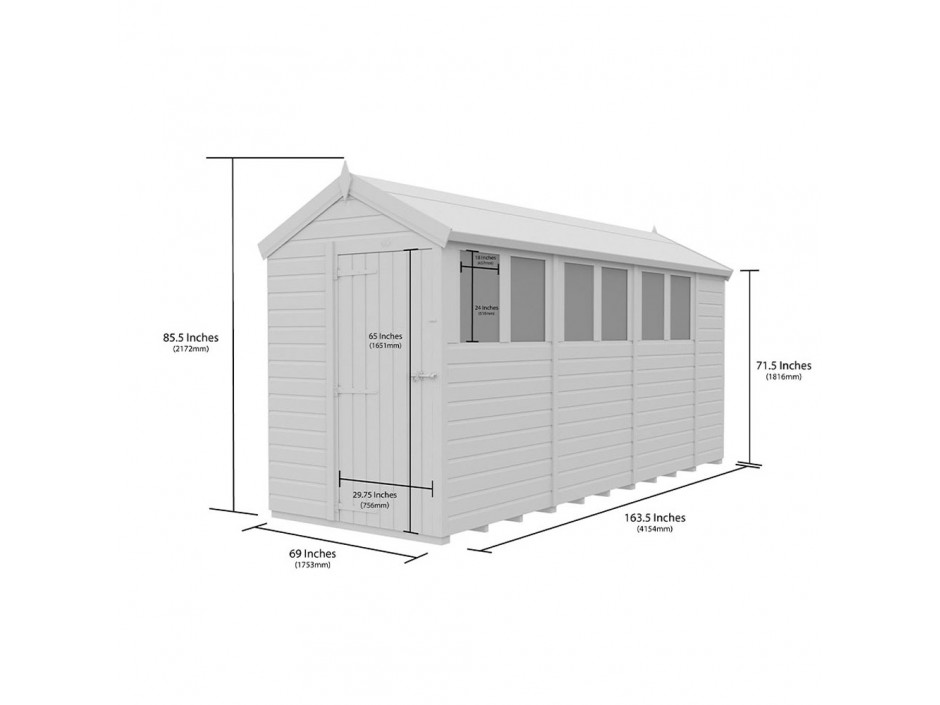 F&F 5ft x 14ft Apex Shed