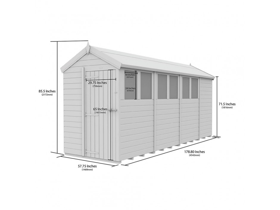 F&F 5ft x 15ft Apex Shed