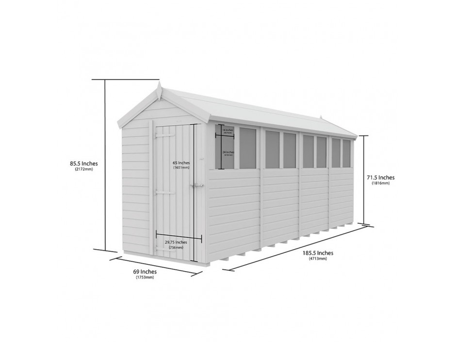 F&F 5ft x 16ft Apex Shed