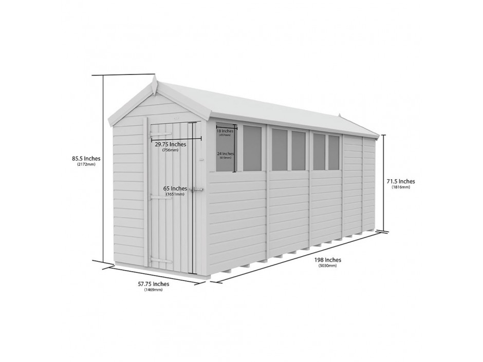 F&F 5ft x 17ft Apex Shed