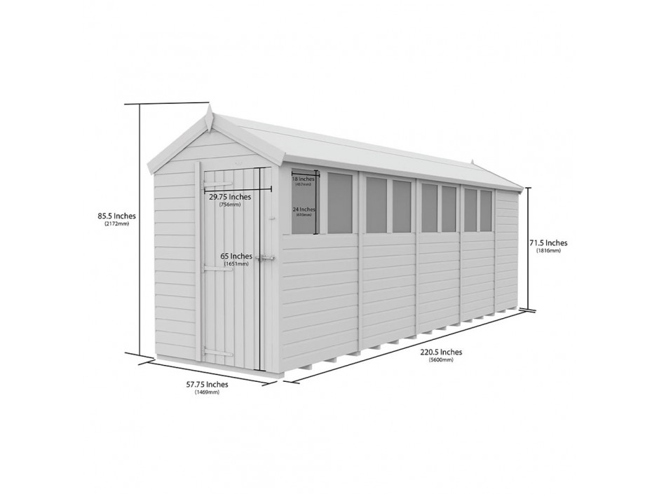 F&F 5ft x 19ft Apex Shed