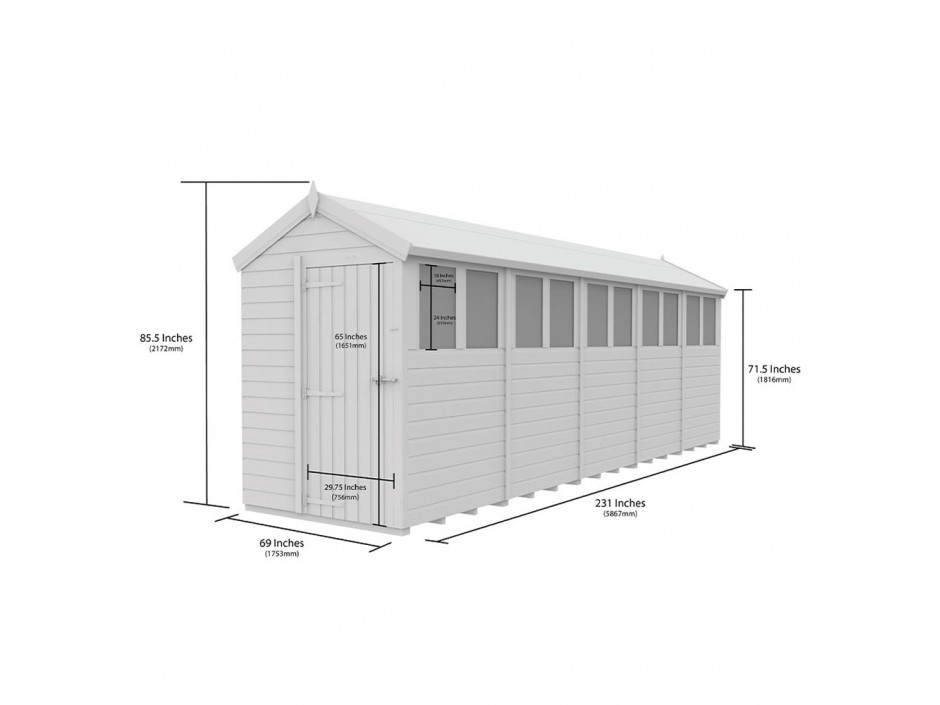 F&F 5ft x 20ft Apex Shed