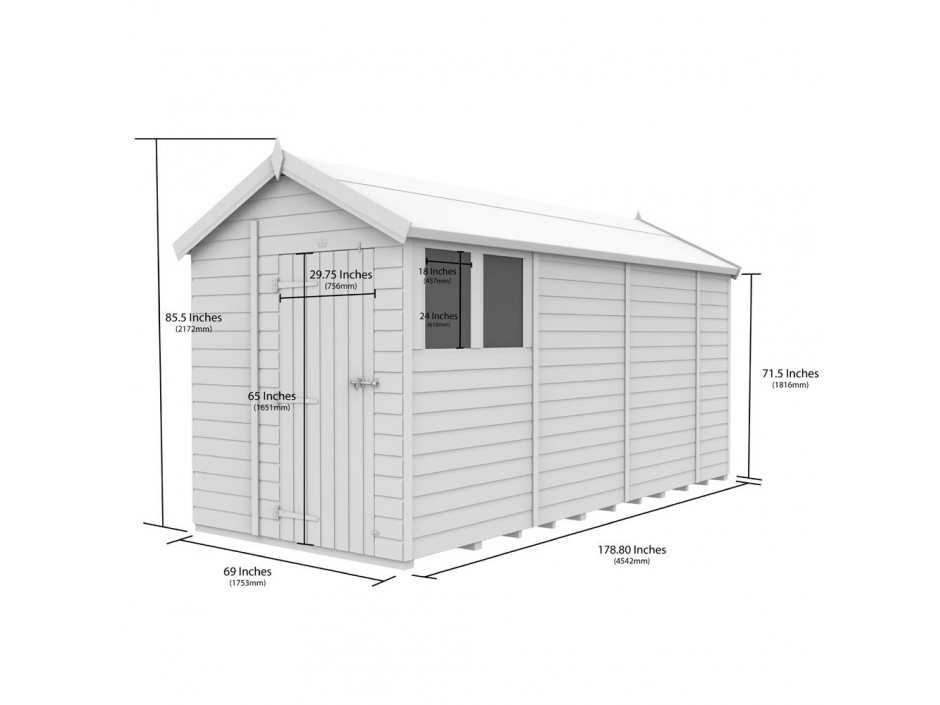 F&F 6ft x 15ft Apex Shed