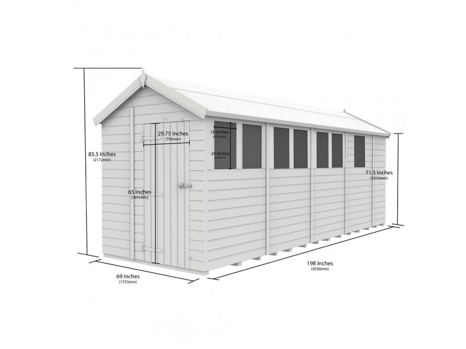 F&F 6ft x 17ft Apex Shed