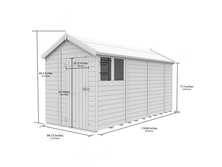 F&F 7ft x 15ft Apex Shed