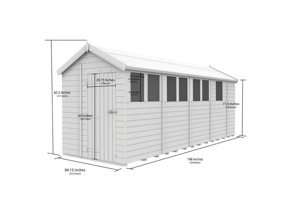 F&F 7ft x 17ft Apex Shed