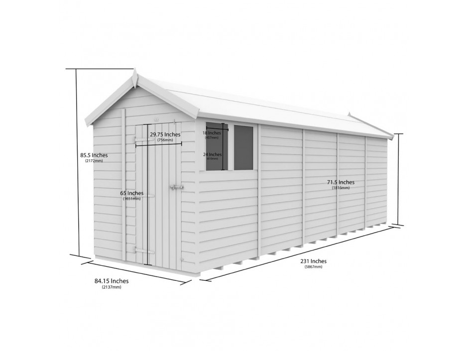 F&F 7ft x 20ft Apex Shed