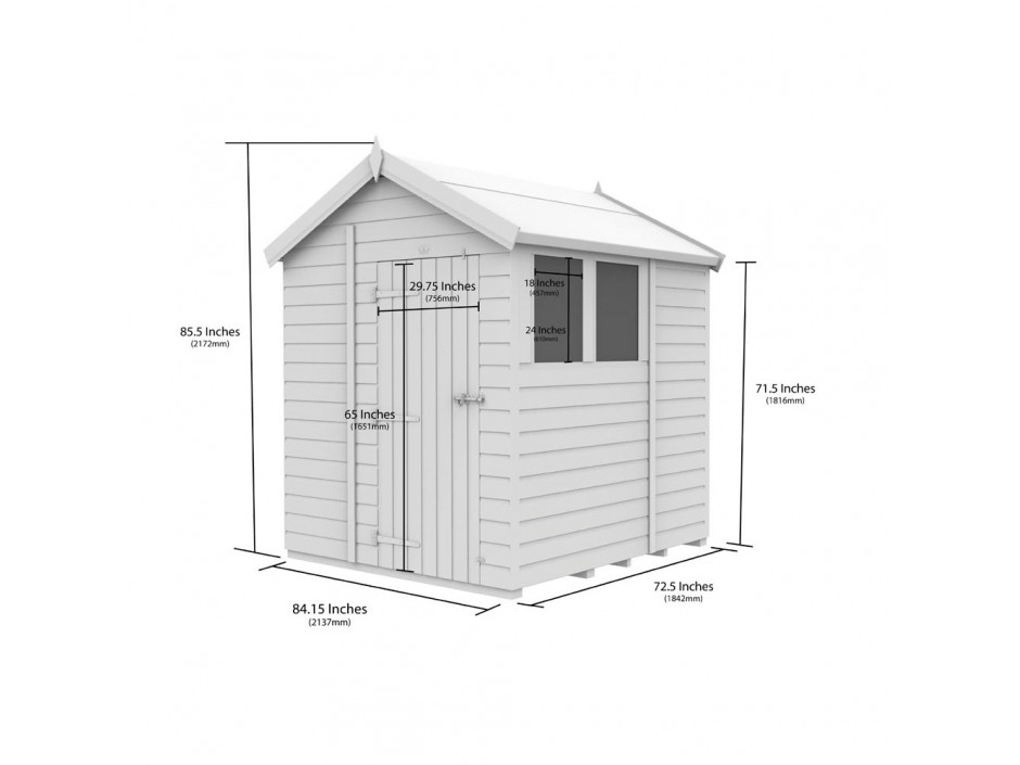 F&F 7ft x 6ft Apex Shed