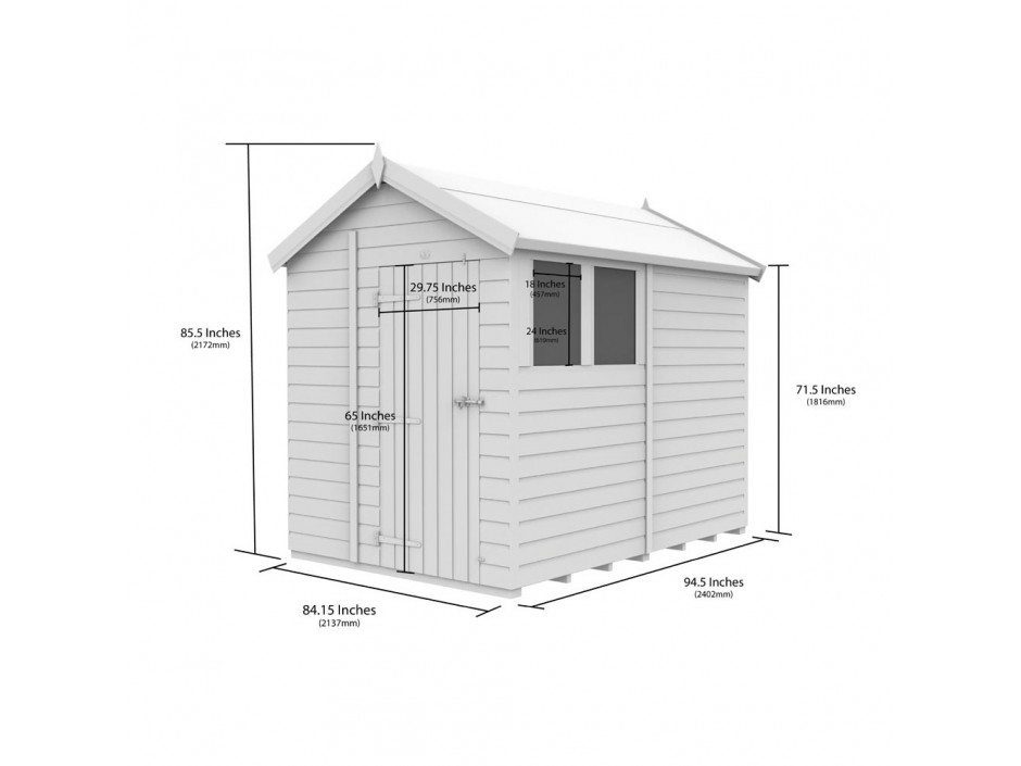 F&F 7ft x 8ft Apex Shed