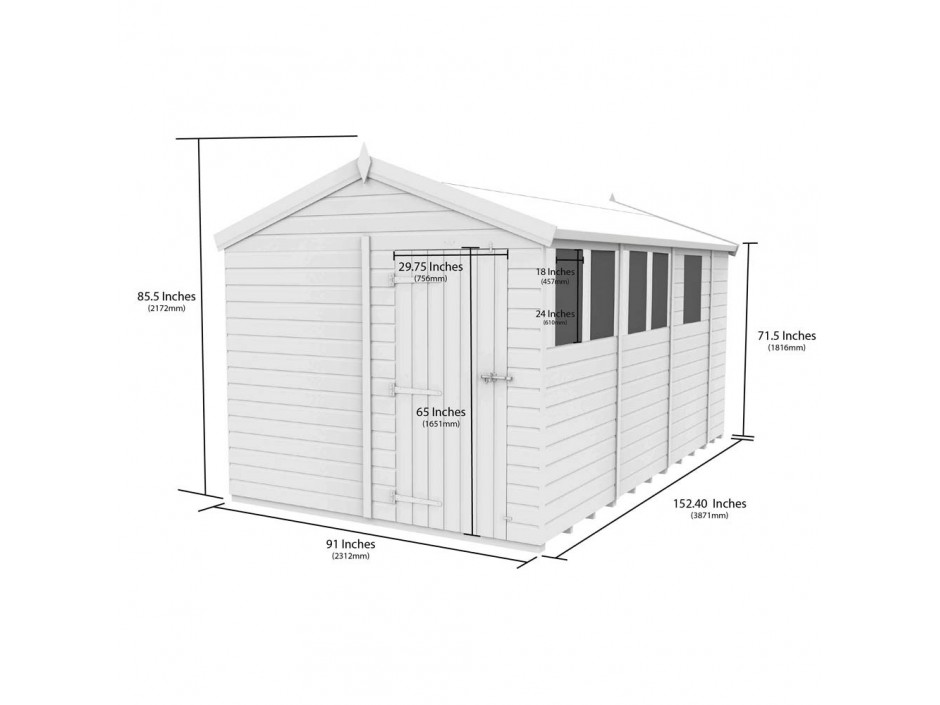 F&F 8ft x 13ft Apex Shed