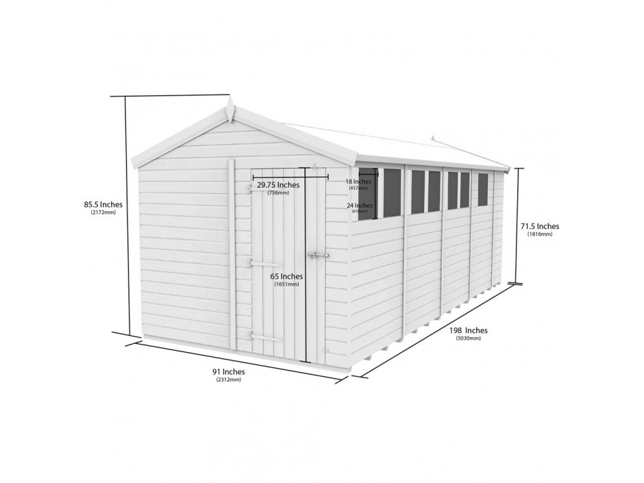 F&F 8ft x 17ft Apex Shed