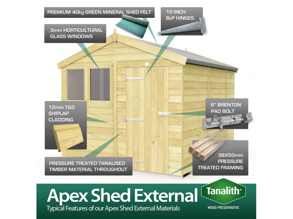 F&F 7ft x 17ft Apex Shed