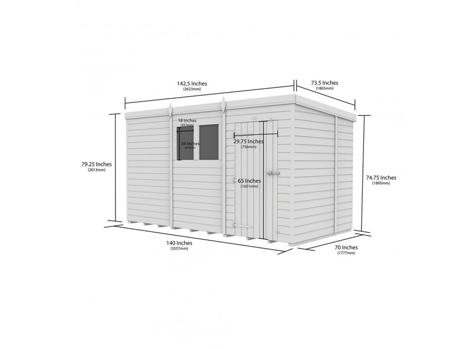 F&F 12ft x 6ft Pent Shed