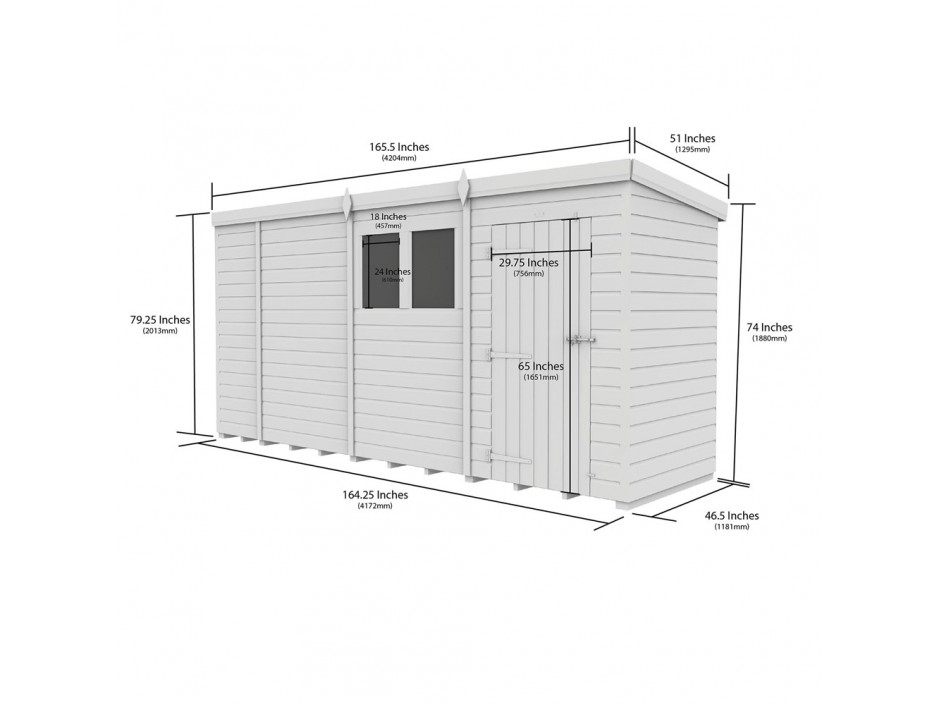 F&F 14ft x 4ft Pent Shed