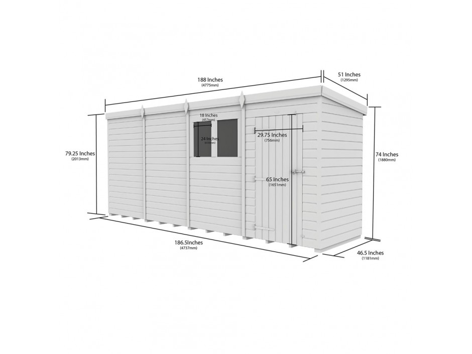 F&F 4ft x 16ft Pent Shed