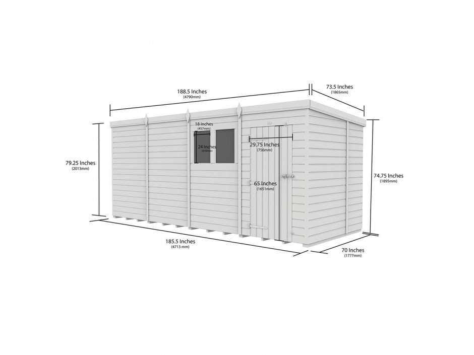 F&F 16ft x 6ft Pent Shed