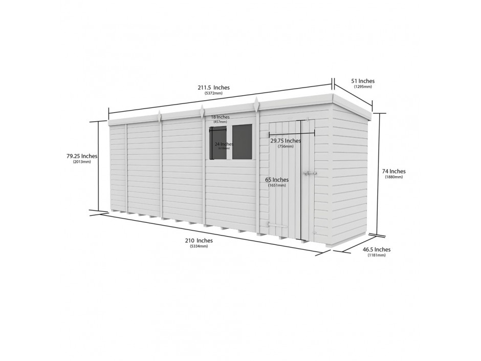 F&F 18ft x 4ft Pent Shed