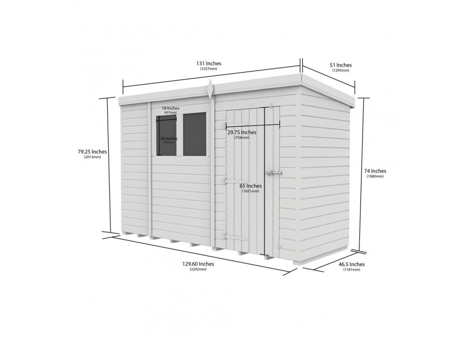 F&F 11ft x 4ft Pent Shed