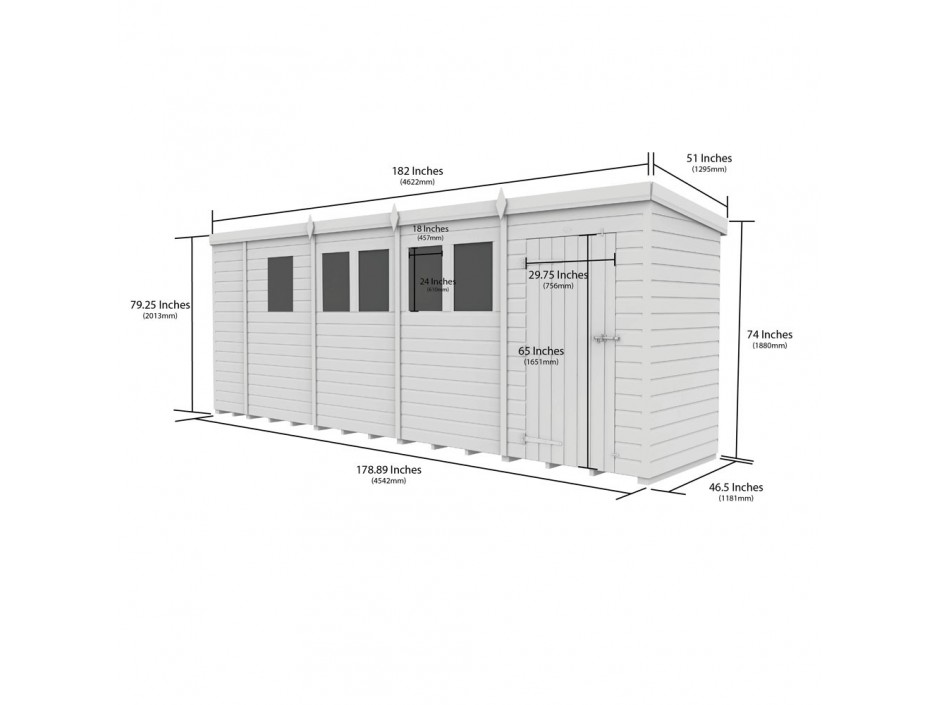 F&F 17ft x 4ft Pent Shed