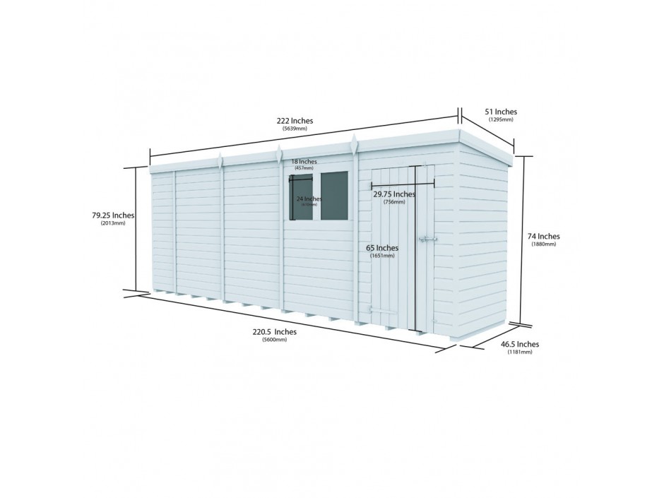 F&F 4ft x 19ft Pent Shed