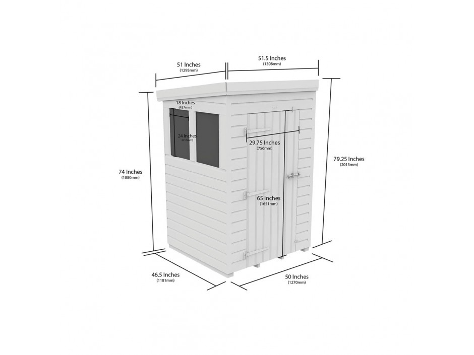 F&F 4ft x 4ft Pent Shed