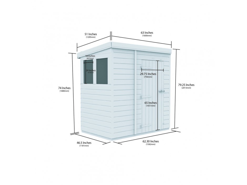 F&F 5ft x 4ft Pent Shed