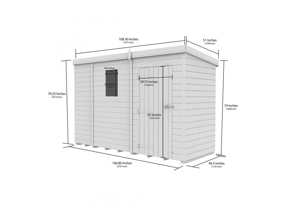 F&F 9ft x 4ft Pent Shed