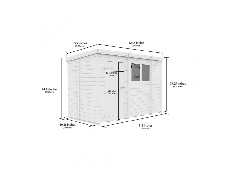 F&F 10ft x 5ft Pent Shed