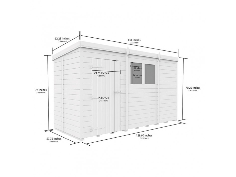 F&F 11ft x 5ft Pent Shed