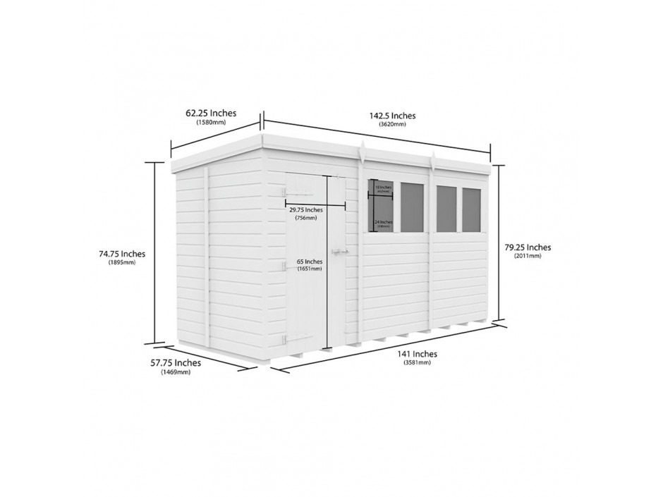 F&F 12ft x 5ft Pent Shed