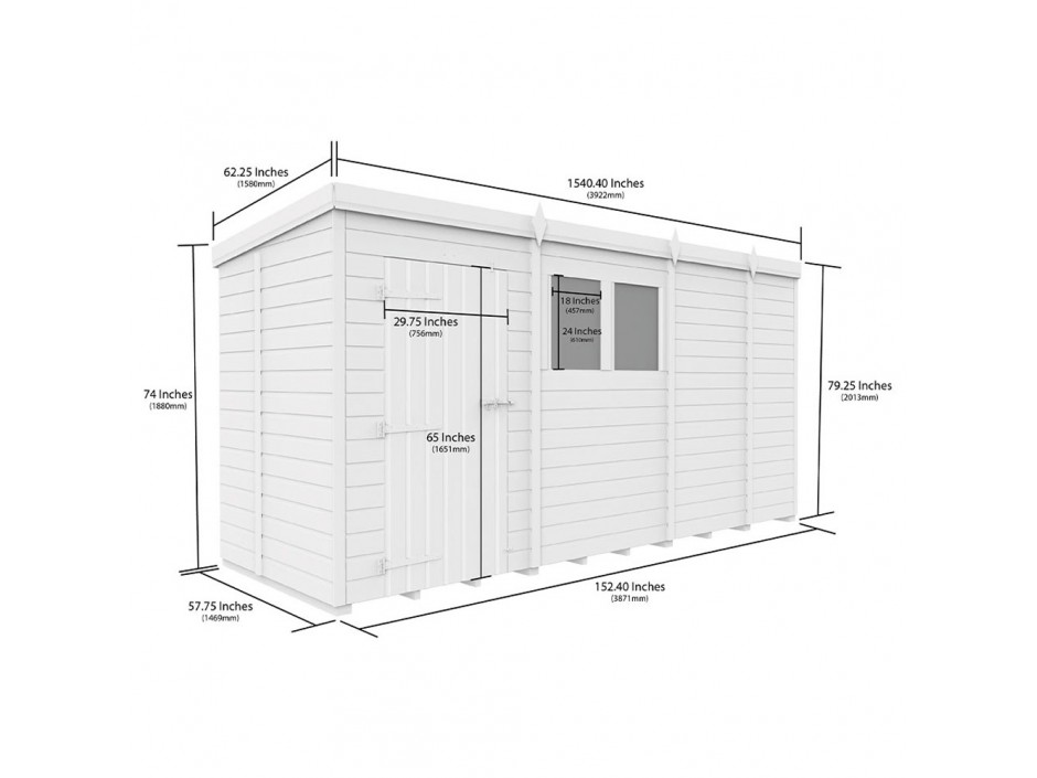 F&F 13ft x 5ft Pent Shed