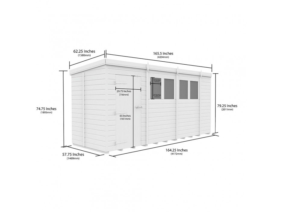 F&F 14ft x 5ft Pent Shed