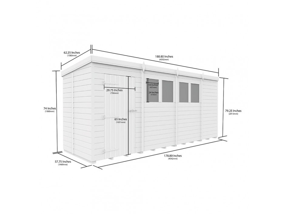 F&F 15ft x 5ft Pent Shed