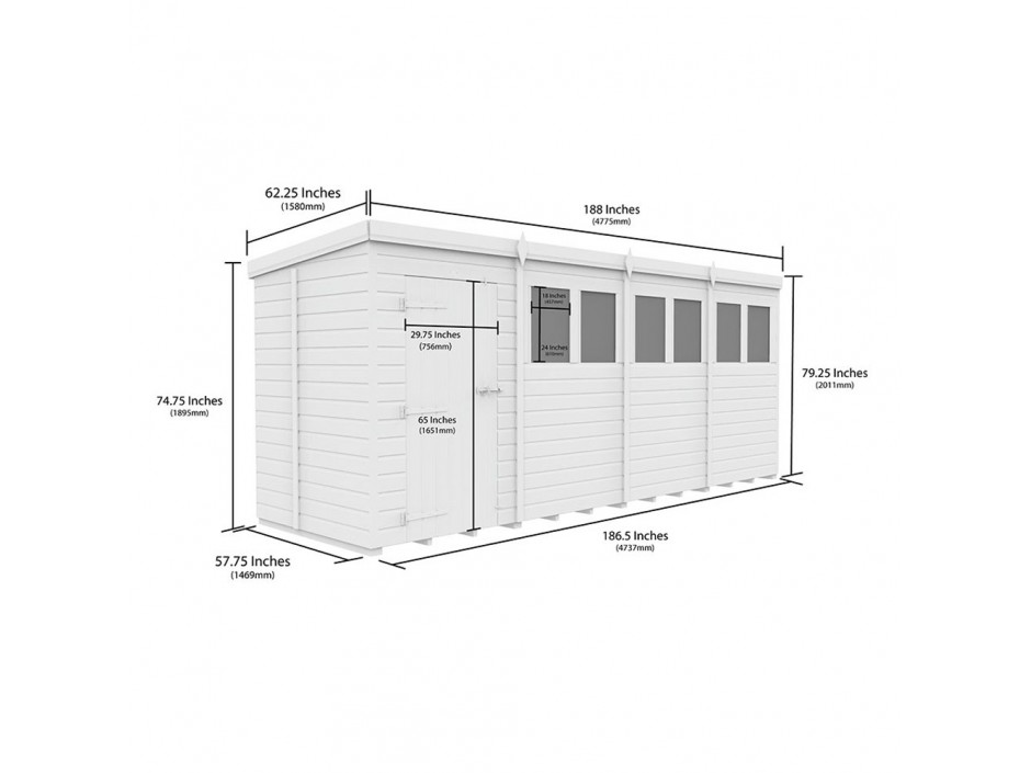 F&F 16ft x 5ft Pent Shed