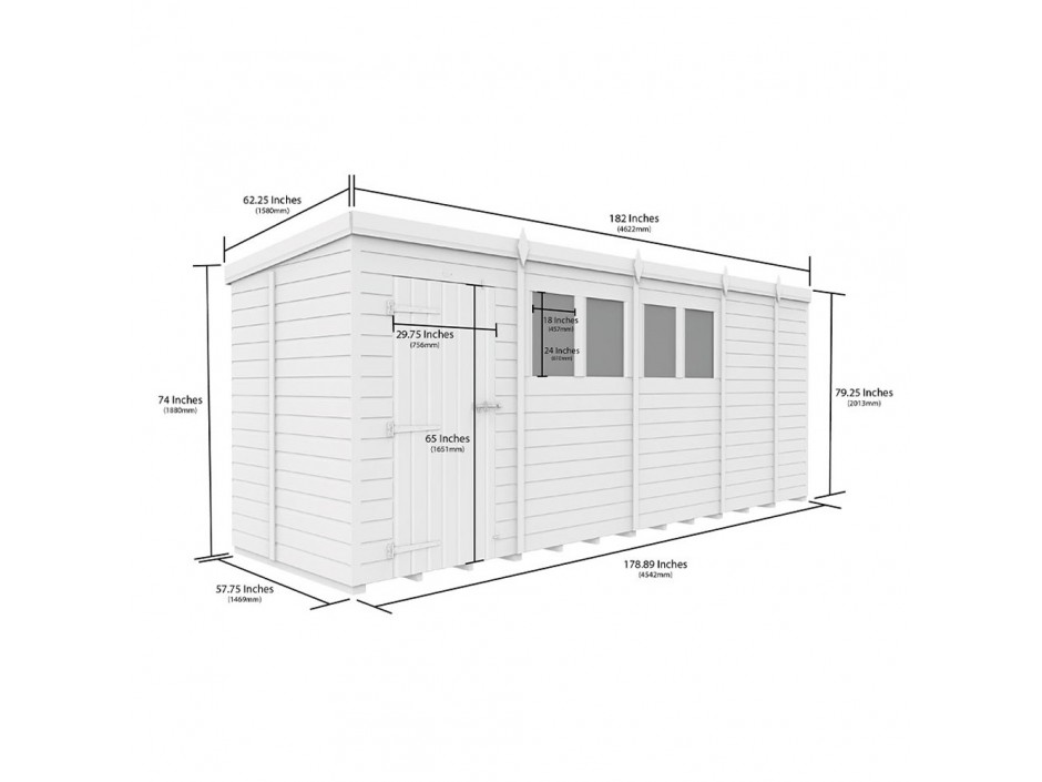 F&F 17ft x 5ft Pent Shed