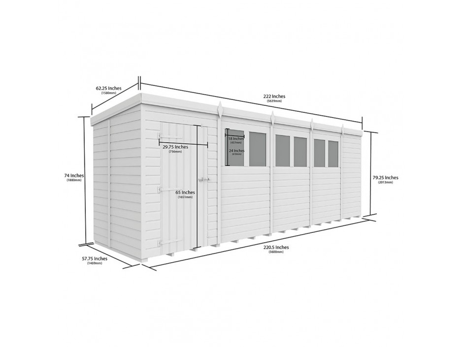 F&F 19ft x 5ft Pent Shed