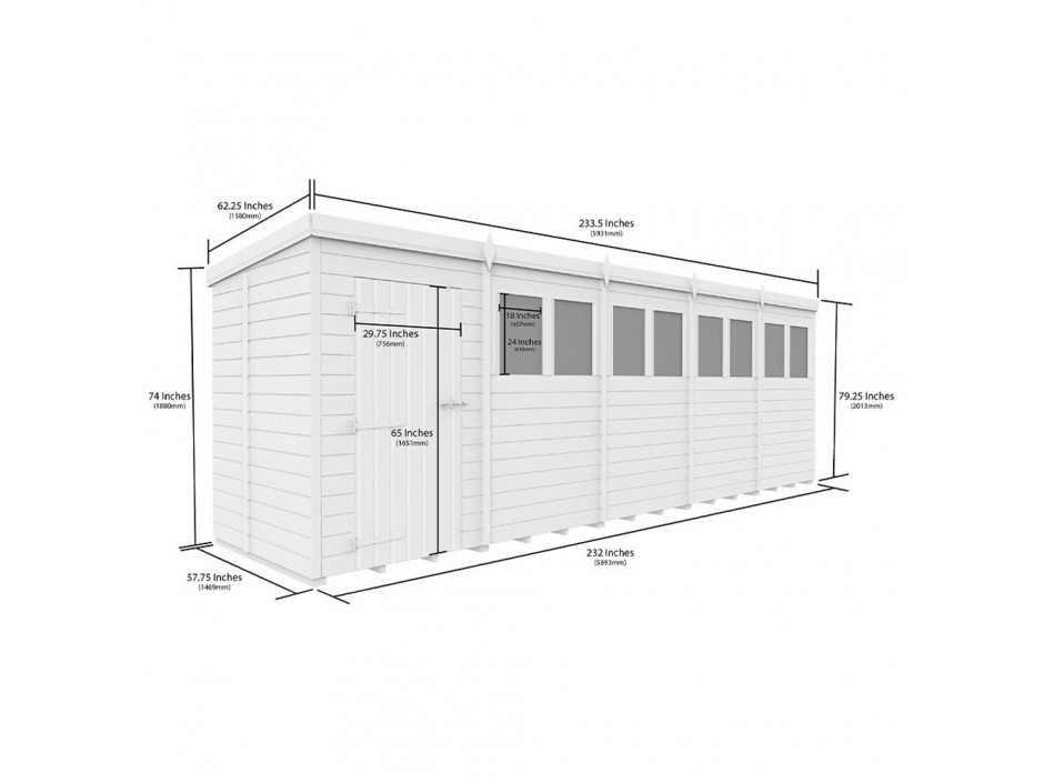 F&F 20ft x 5ft Pent Shed